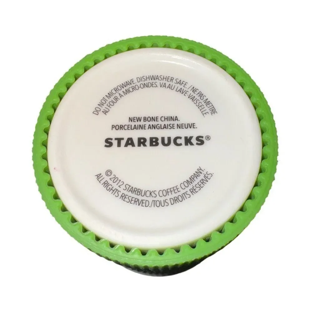 Starbucks Coffee 2012 White Travel Tumbler Green Silicone‎ Ribbed Grip 8oz Cup